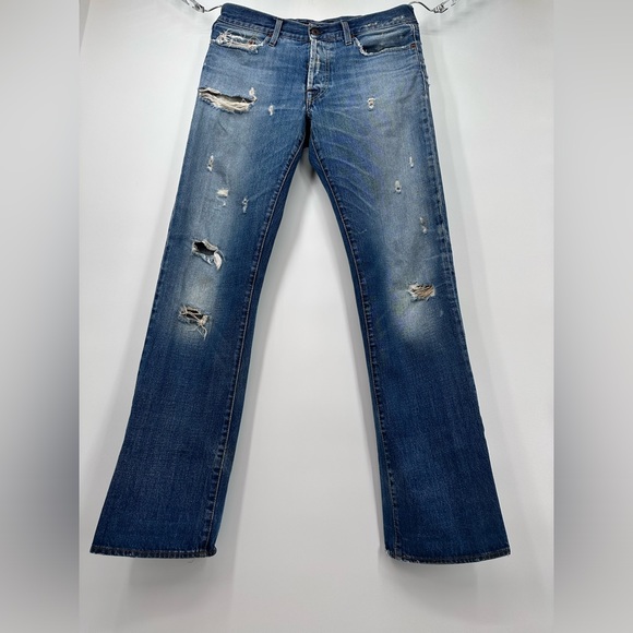Energie Gold Men's‎ Bootcut Graphic Printed Denim Jeans Blue 32x32 Boot Italy - Picture 1 of 14